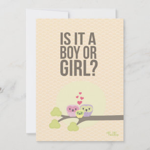 Convites Cute Owl Family Baby Gender (Sexo Do Bebê Da Fam