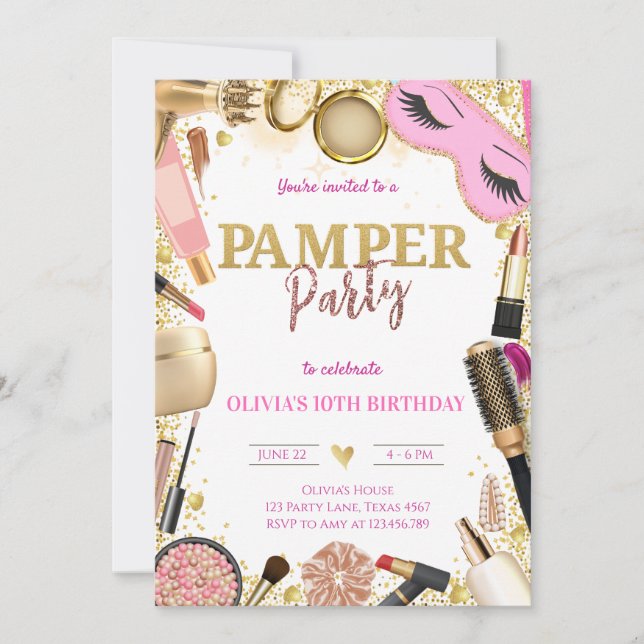 Convites Cute Pamper Party Birthday (Frente)