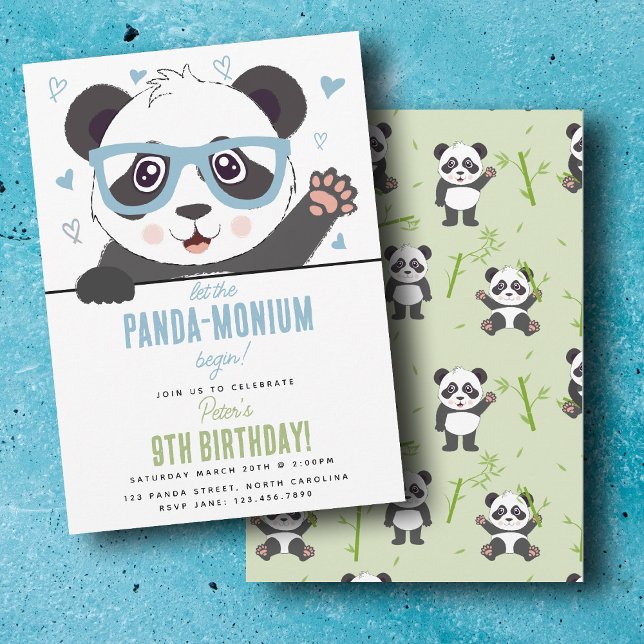 Convites Cute Panda Bear Kawaii Boy Birthday Party (Cute Panda Bear Kawaii Boy Birthday Party Invitation)