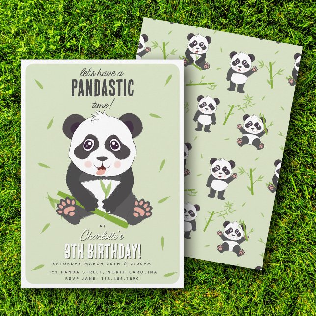 Convites Cute Panda Bear Kawaii Kids Birthday Party (Cute Panda Bear Kawaii Kids Birthday Party Invitation)