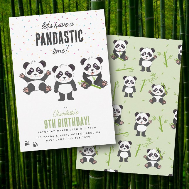 Convites Cute Panda Bear Theme Kawaii Kids Birthday Party (Cute Panda Bear Theme Kawaii Kids Birthday Party Invitation)