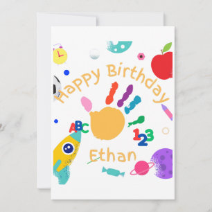 Convites Cute Personalizado ABC Mão Pintada 123 HB Criança