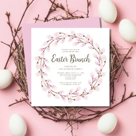 Convites Cute Pink Botanical Easter Brunch