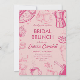 Convites Cute Pink Bridal Brunch With Bride Bridal Shower