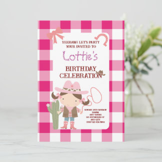 Convites Cute Pink Cowirl Child's Birthday
