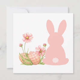 Convites Cute Pink Easter Bunny with Spring Flowers 