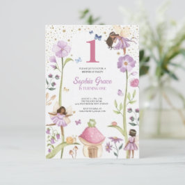 Convites Cute Pink fairy Coquette primer cumpleaños