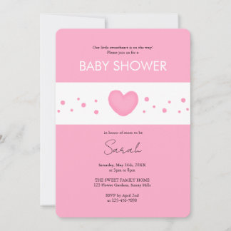 Convites Cute Pink Heart Baby Shower Invitation