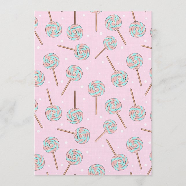 Convites Cute Pink Pastel Lollipop Seamless Pattern (Frente)
