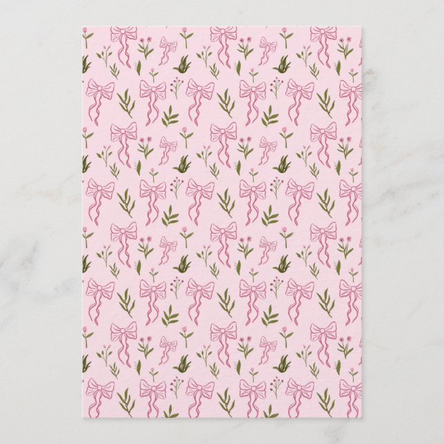 Convites Cute Pink Ribbon Floral Seamless Pattern (Frente)