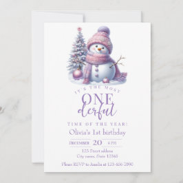 Convites Cute Pink Snowman Winter Birthday Invitation