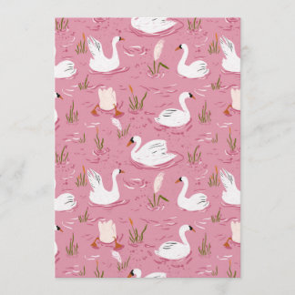 Convites Cute Pink Swan Seamless Pattern