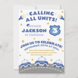 Convites Cute Police Invitation for Birthday Officer Patrol