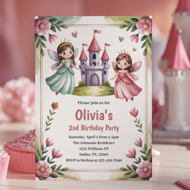 Convites Cute Princess Fairy 2nd Birthday Party (Criador carregado)