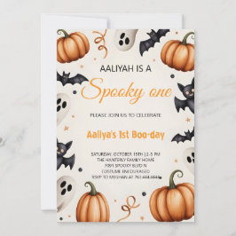 Convites Cute Pumpkin & Ghost Halloween Birthday Invitation