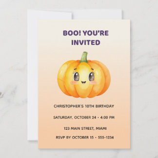 Convites Cute Pumpkin Halloween Birthday Invitation | Kids