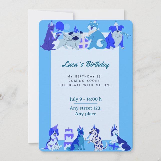 Convites Cute Puppy Birthday Invitation for Boys (Frente)