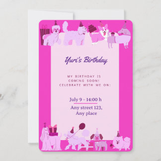 Convites Cute Puppy Birthday Invitation for Girls