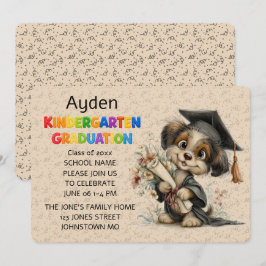 Convites Cute Puppy Kindergarten Graduation Invitation