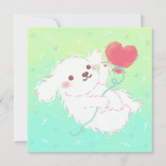 Convites Cute Puppy with Heart Balloon