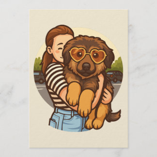 Convites Cute Puppy with Heart Sunglasses 