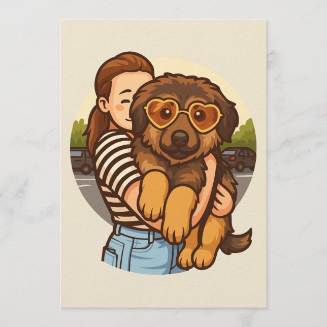 Convites Cute Puppy with Heart Sunglasses  (Frente)