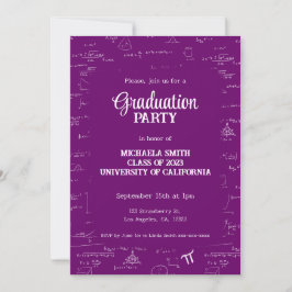 Convites Cute Purple Math Hand-Lettering Photo Graduation