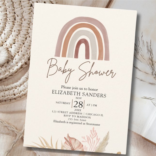 Convites Cute Rainbow Boho Baby Shower (Criador carregado)