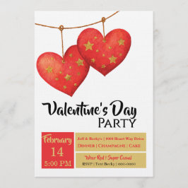 Convites Cute Red Hearts Valentines Day Party