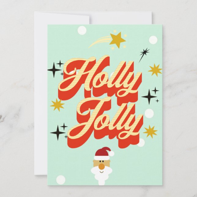 Convites Cute Retro 50s Typography Holly Jolly Christmas Ca (Frente)