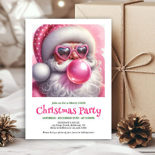 Convites Cute rosa Papai Noel chiclete aquarela Natal