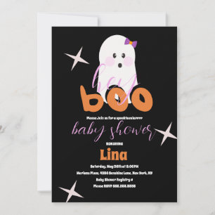 Convites Cute Roteiro Retro de Baby Shower de Halloween de 