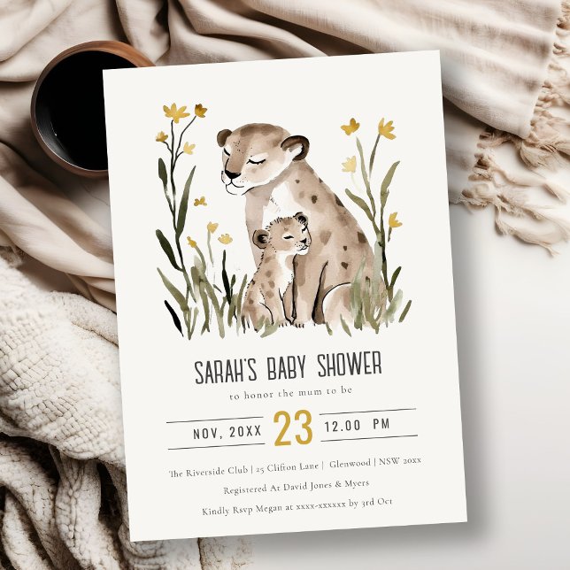 Convites Cute Rustic Mum and Baby Tiger Foliage Baby Shower (Criador carregado)