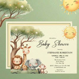 Convites Cute safari animals gender neutral baby shower
