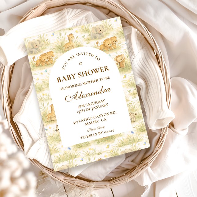 Convites Cute Safari Baby Animals Storybook Jungle (Criador carregado)