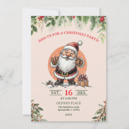Convites Cute Santa Christmas Party Invitation 