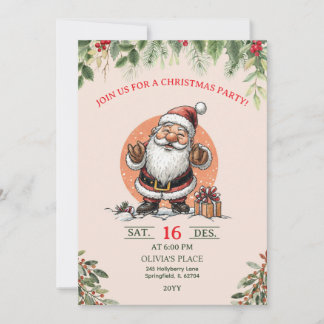 Convites Cute Santa Christmas Party Invitation 