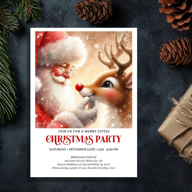 Convites Cute Santa Claus Rudolph Christmas Holiday Party  (Cute Santa Claus Rudolph Christmas Holiday Party Invitation

)