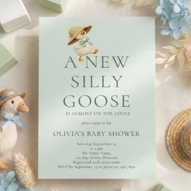 Convites Cute Silly Goose Gender Neutral Baby Shower (Criador carregado)