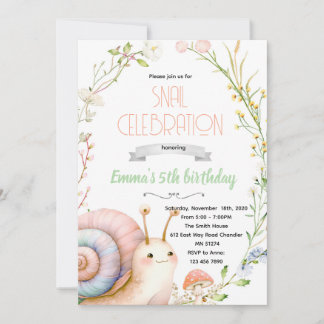 Convites Cute snail party invitation