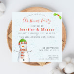 Convites Cute Snowman | Festa de Natal<br><div class="desc">NewParkLane - Convite de festas de Natal, com um bonitinho bonitinho bonitinho bonitinho bonitinho bonitão a aquarela contra fundo de neve, com um galho sagrado, e com a citação de 'Joy and Peace' em tipografia divertida e desenhada à mão no fundo. Para um design personalizado, adicione seu nome e informações...</div>