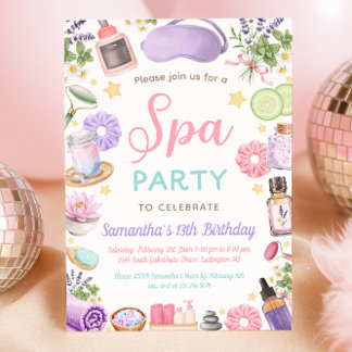 Convites Cute Spa Pamper Party Girl Birthday