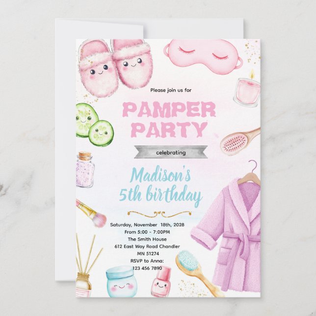 Convites Cute spa pamper slumber party invitation (Frente)