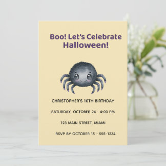 Convites Cute Spider Halloween Birthday Invitation