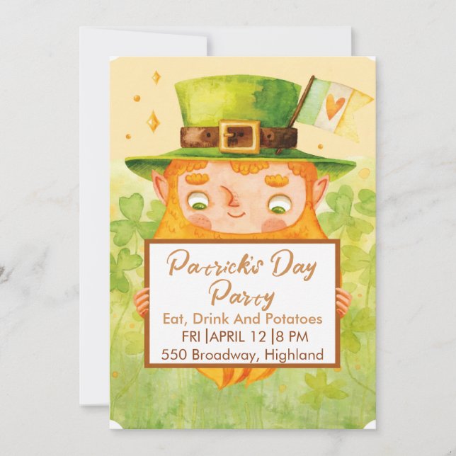 Convites Cute St. Patrick’s Day Party Invitation (Frente)