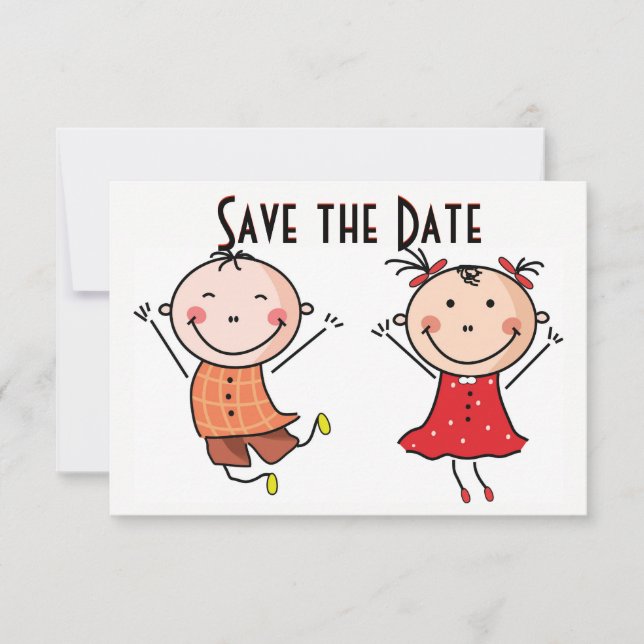 Convites Cute Stick Figure Salve o Dia (Frente)