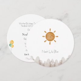 Convites Cute Sun Mountains Baby Announcement Card