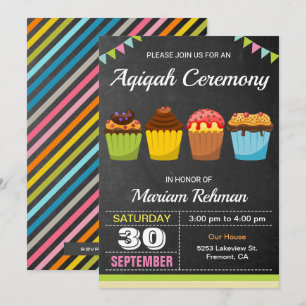 Convites Cute Sweet Cupcake Aqeeqah   Cerimônia Aqiqah