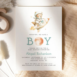 Convites Cute Teddy Bear Astronaut Boy Baby Shower