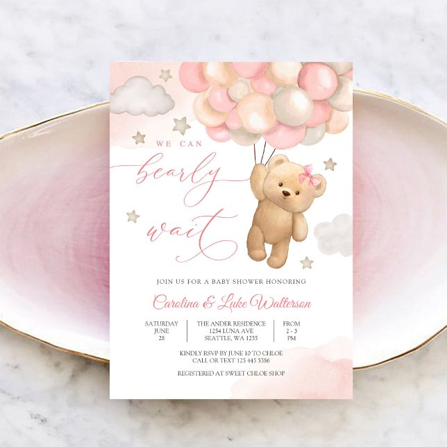 Convites Cute Teddy Bear Baby Shower Invitation (Criador carregado)
